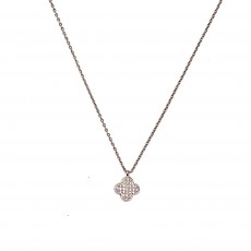 NK-Clover Sparkly Necklace-Silver